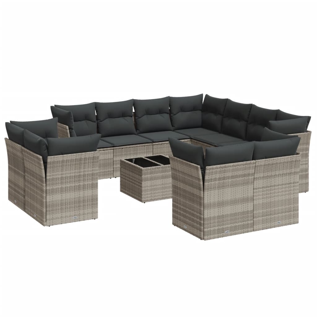 12-delige Loungeset met kussens poly rattan lichtgrijs is nu te koop bij PeponiXL, paradijselijk wonen!