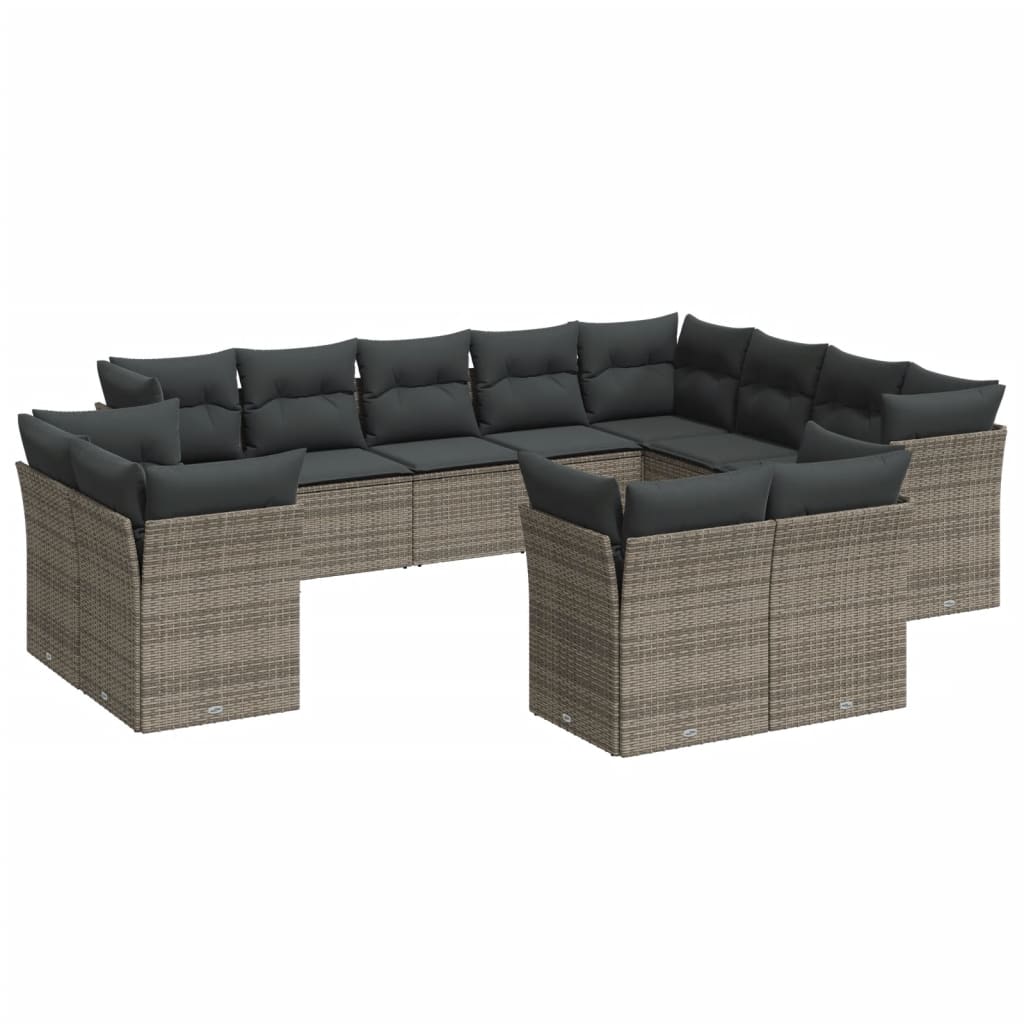 12-delige Loungeset met kussens poly rattan grijs is nu te koop bij PeponiXL, paradijselijk wonen!
