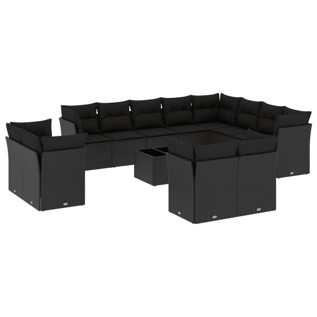 13-delige Loungeset met kussens poly rattan zwart is nu te koop bij PeponiXL, paradijselijk wonen!