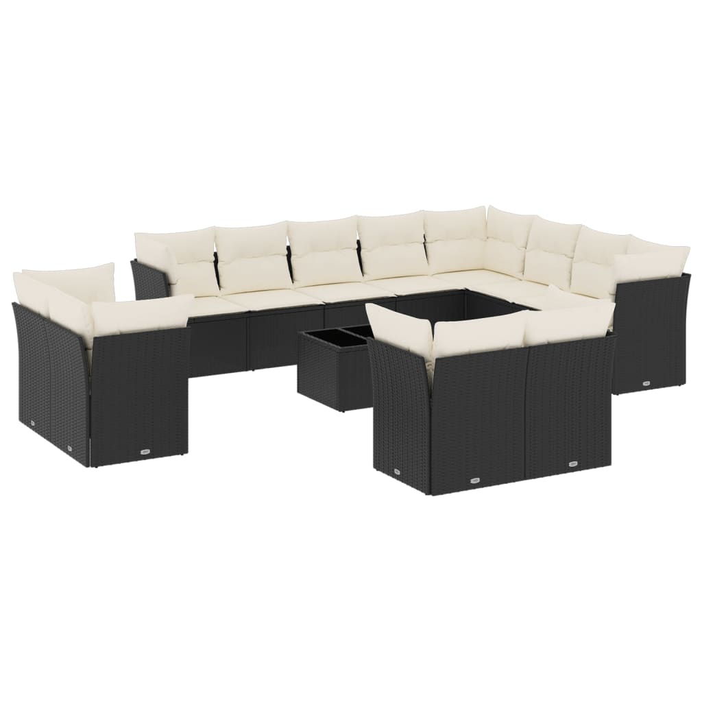 13-delige Loungeset met kussens poly rattan zwart is nu te koop bij PeponiXL, paradijselijk wonen!
