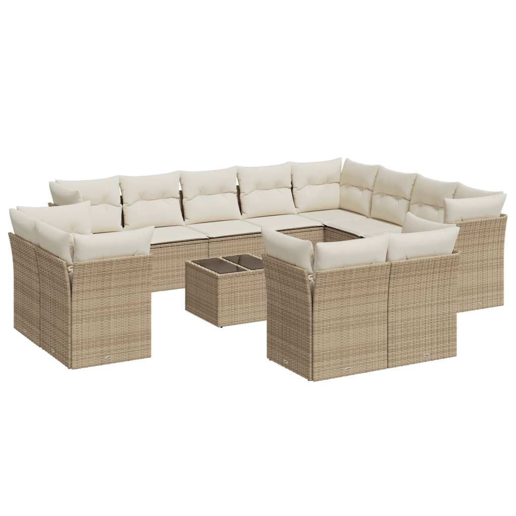13-delige Loungeset met kussens poly rattan beige is nu te koop bij PeponiXL, paradijselijk wonen!