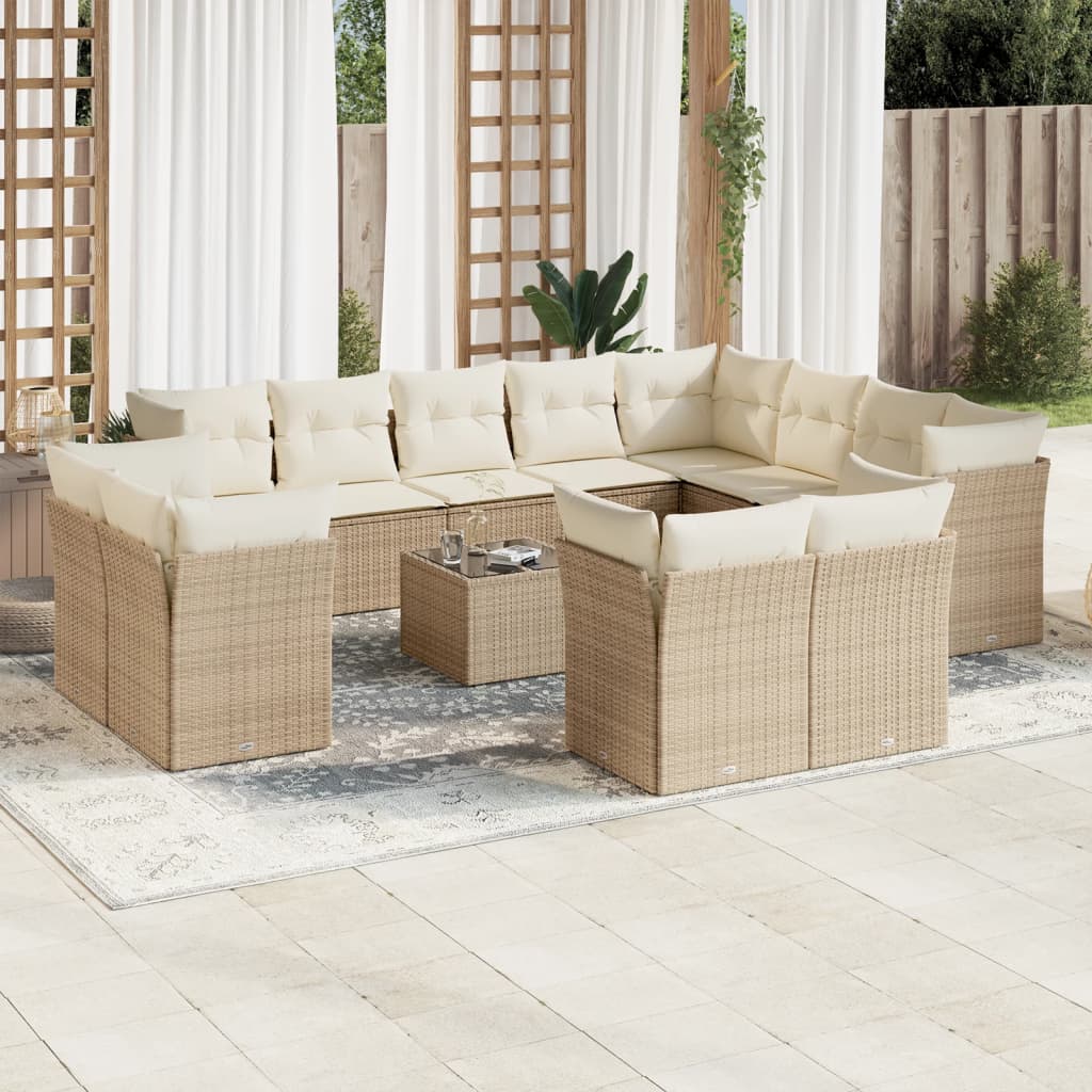 13-delige Loungeset met kussens poly rattan beige is nu te koop bij PeponiXL, paradijselijk wonen!