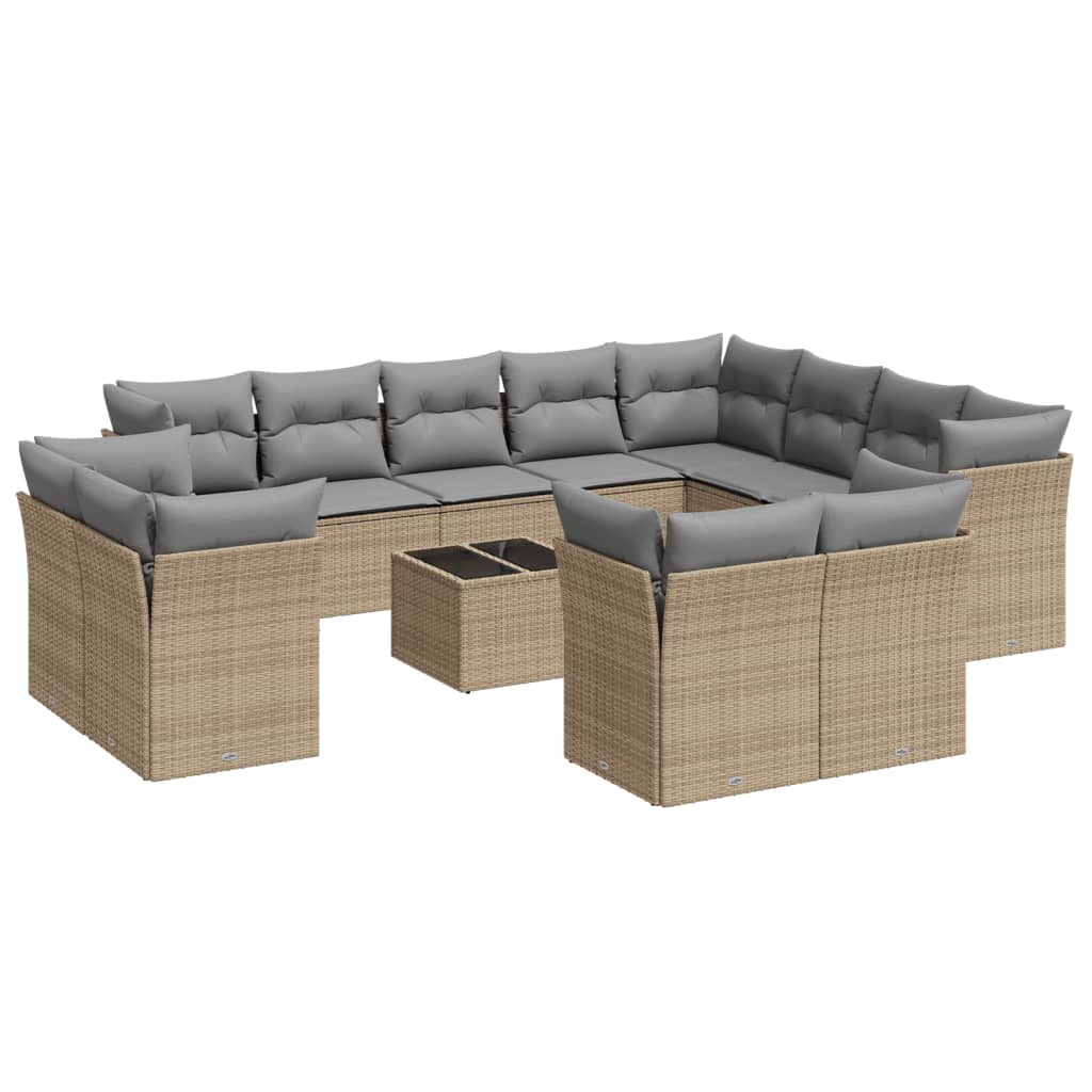 13-delige Loungeset met kussens poly rattan beige is nu te koop bij PeponiXL, paradijselijk wonen!