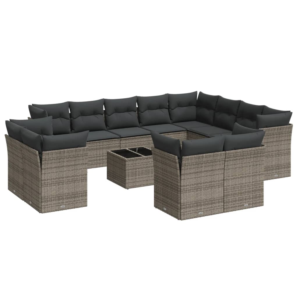 13-delige Loungeset met kussens poly rattan grijs is nu te koop bij PeponiXL, paradijselijk wonen!