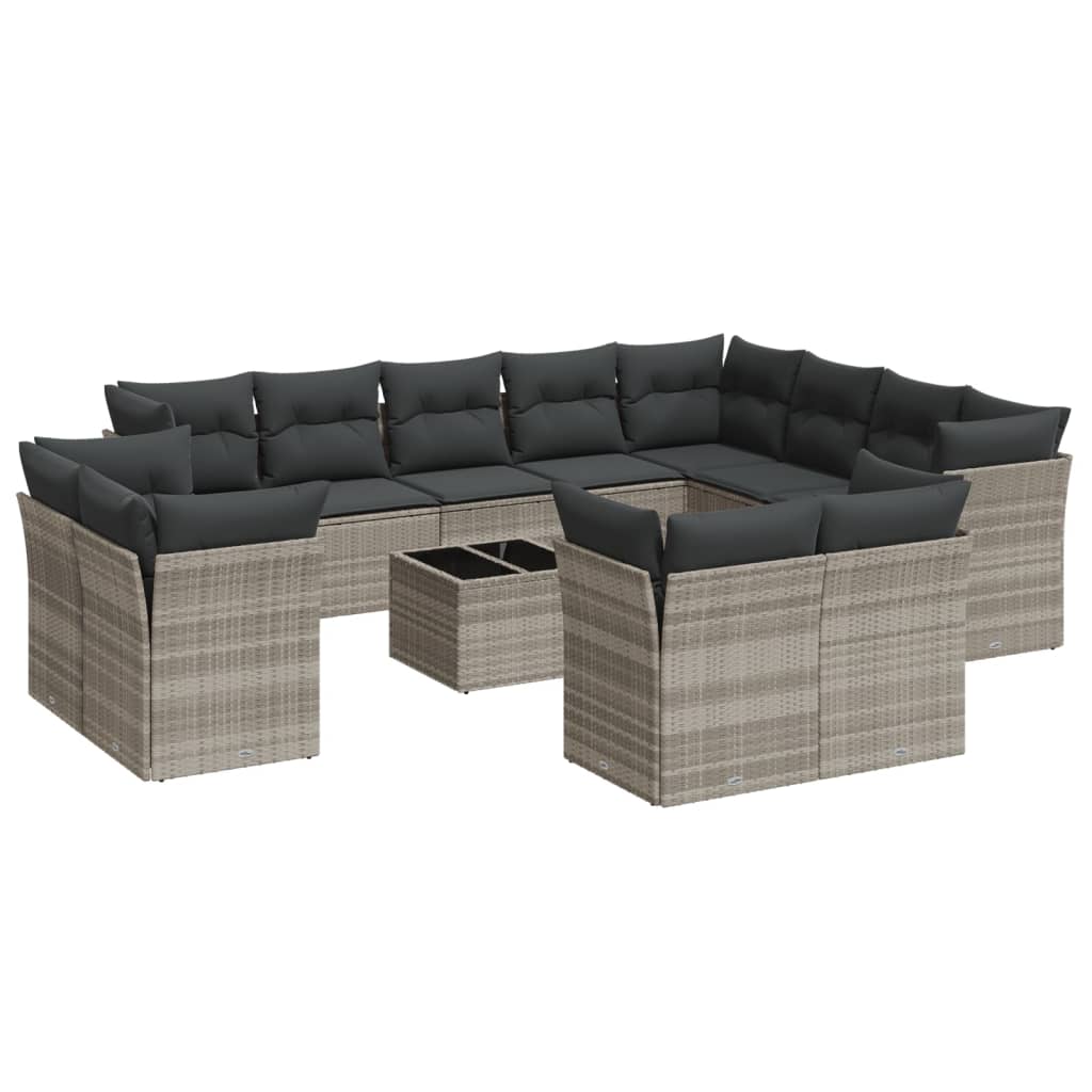 13-delige Loungeset met kussens poly rattan lichtgrijs is nu te koop bij PeponiXL, paradijselijk wonen!