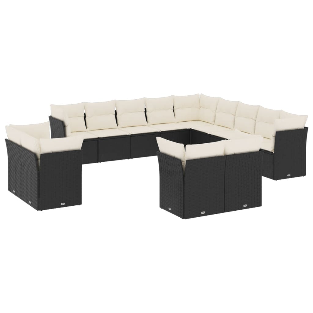 13-delige Loungeset met kussens poly rattan zwart is nu te koop bij PeponiXL, paradijselijk wonen!