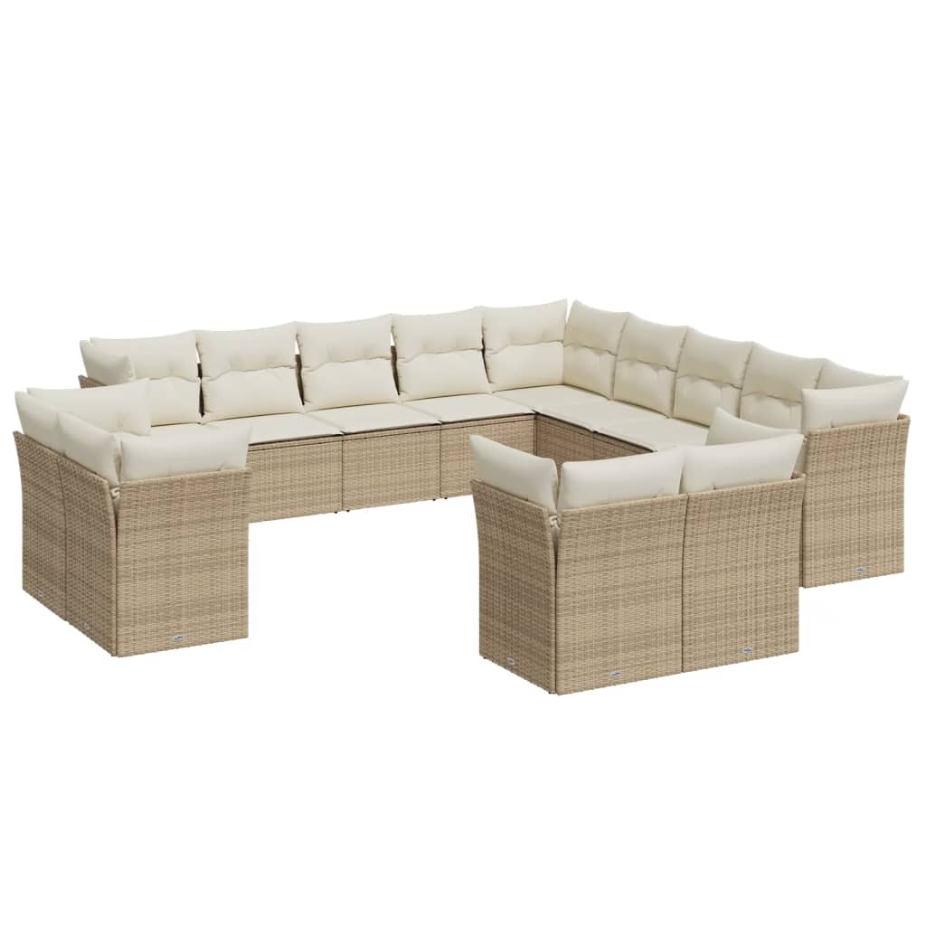 13-delige Loungeset met kussens poly rattan beige is nu te koop bij PeponiXL, paradijselijk wonen!