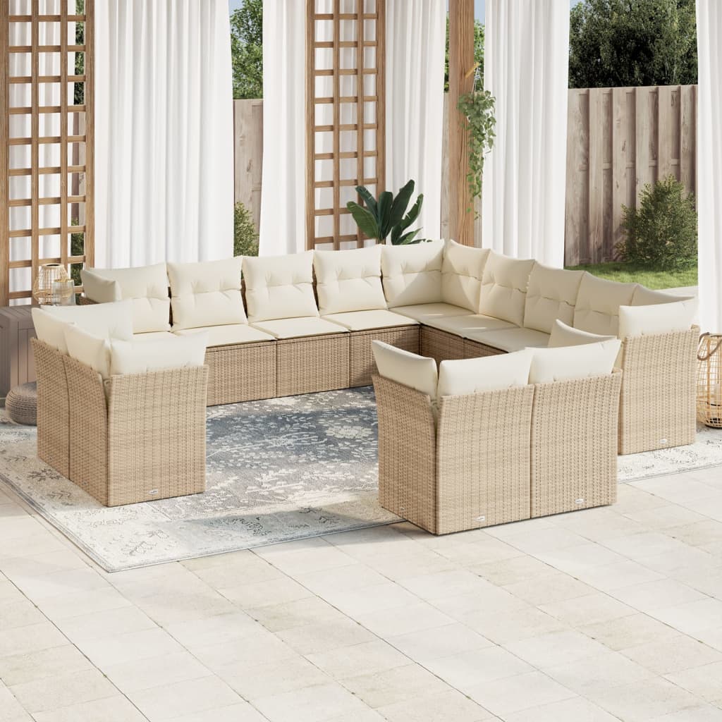 13-delige Loungeset met kussens poly rattan beige is nu te koop bij PeponiXL, paradijselijk wonen!