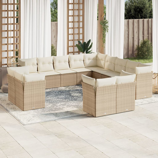 13-delige Loungeset met kussens poly rattan beige is nu te koop bij PeponiXL, paradijselijk wonen!