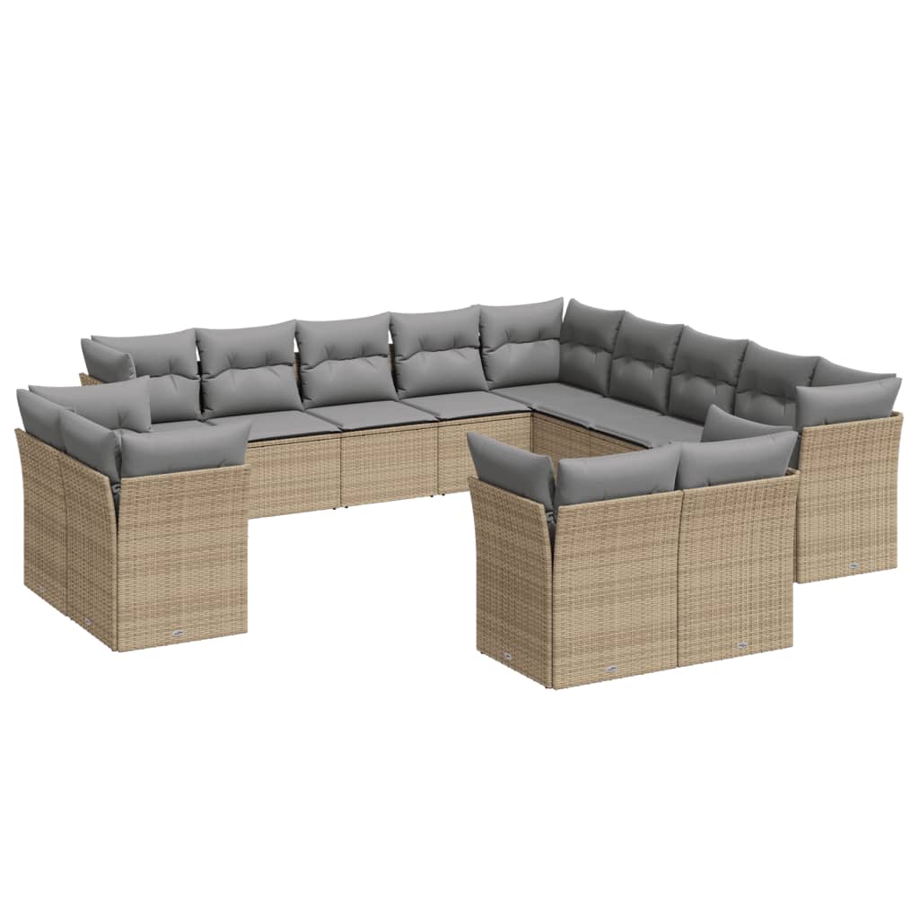 13-delige Loungeset met kussens poly rattan beige is nu te koop bij PeponiXL, paradijselijk wonen!