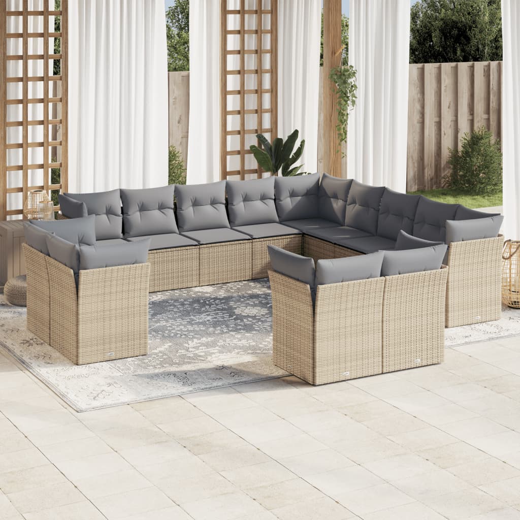 13-delige Loungeset met kussens poly rattan beige is nu te koop bij PeponiXL, paradijselijk wonen!