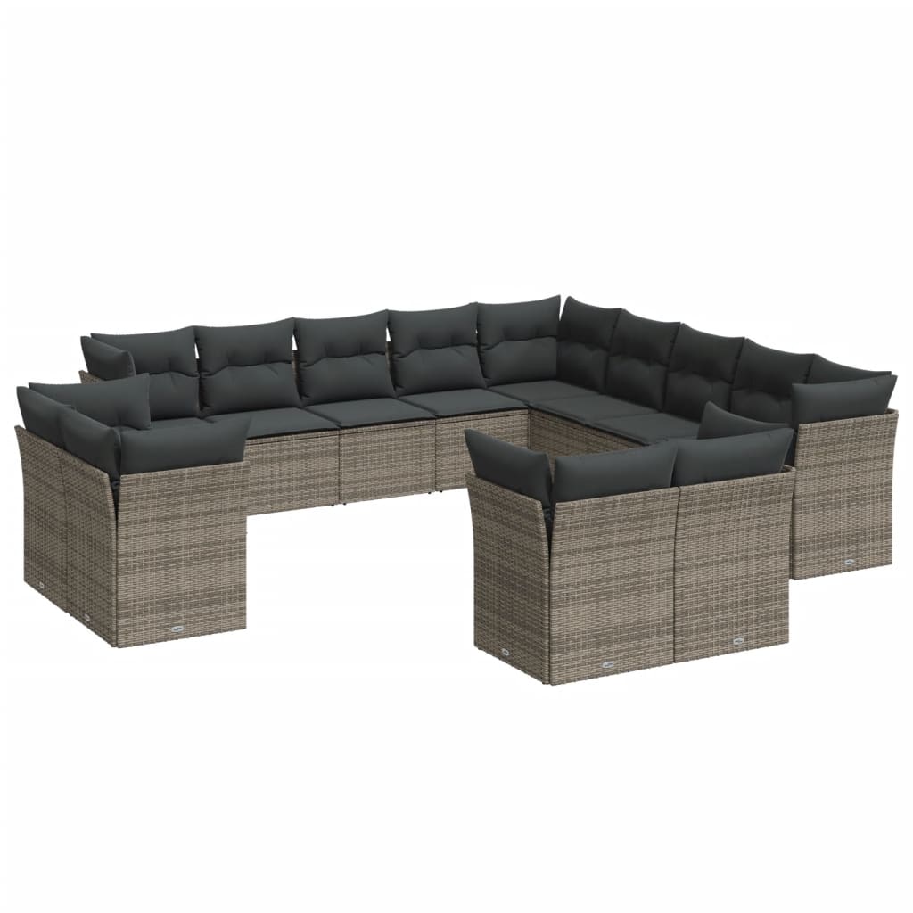 13-delige Loungeset met kussens poly rattan grijs is nu te koop bij PeponiXL, paradijselijk wonen!
