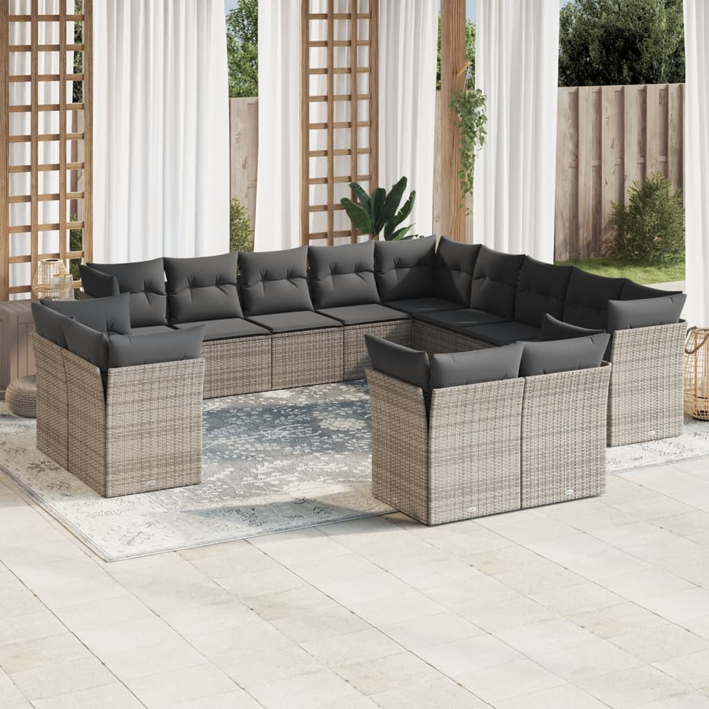 13-delige Loungeset met kussens poly rattan grijs is nu te koop bij PeponiXL, paradijselijk wonen!
