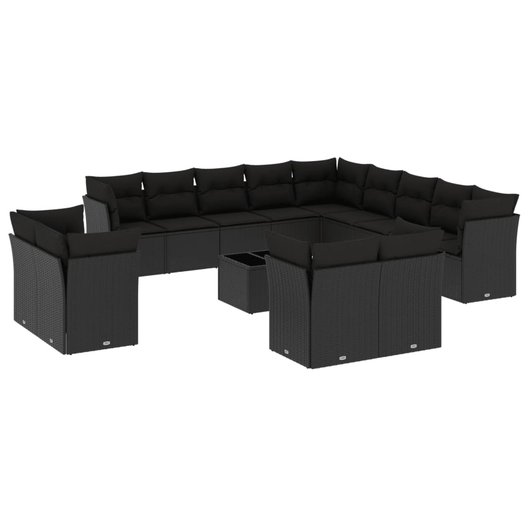 14-delige Loungeset met kussens poly rattan zwart is nu te koop bij PeponiXL, paradijselijk wonen!