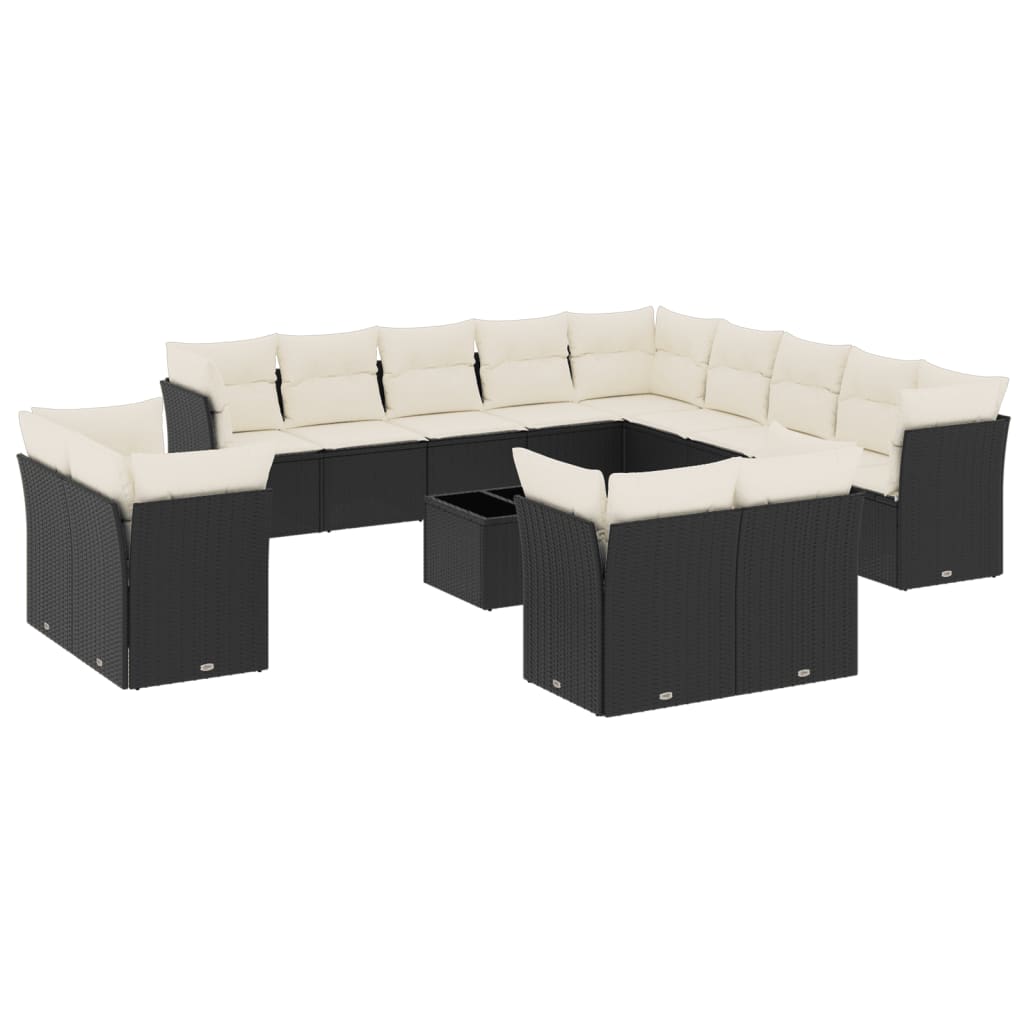 14-delige Loungeset met kussens poly rattan zwart is nu te koop bij PeponiXL, paradijselijk wonen!