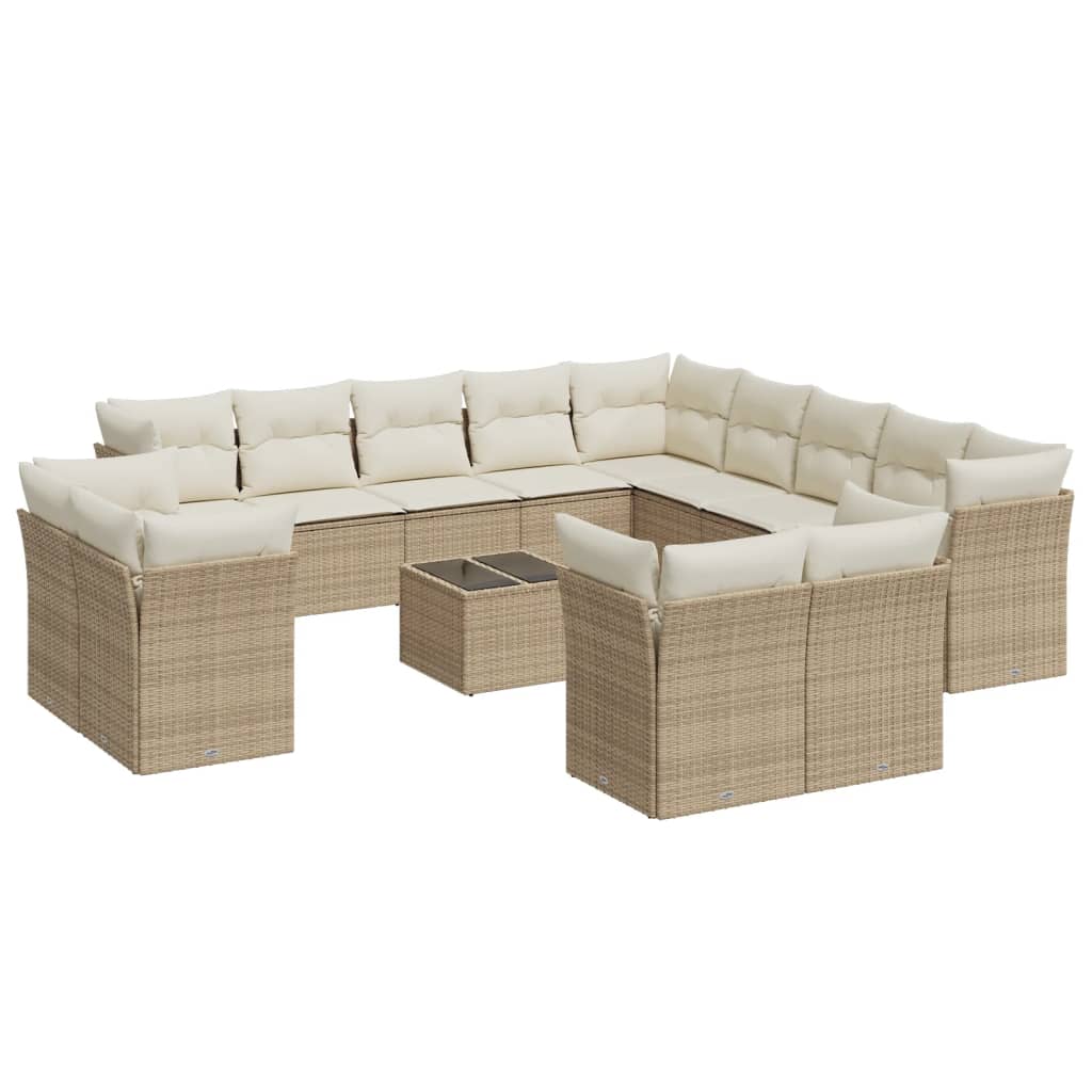 14-delige Loungeset met kussens poly rattan beige is nu te koop bij PeponiXL, paradijselijk wonen!