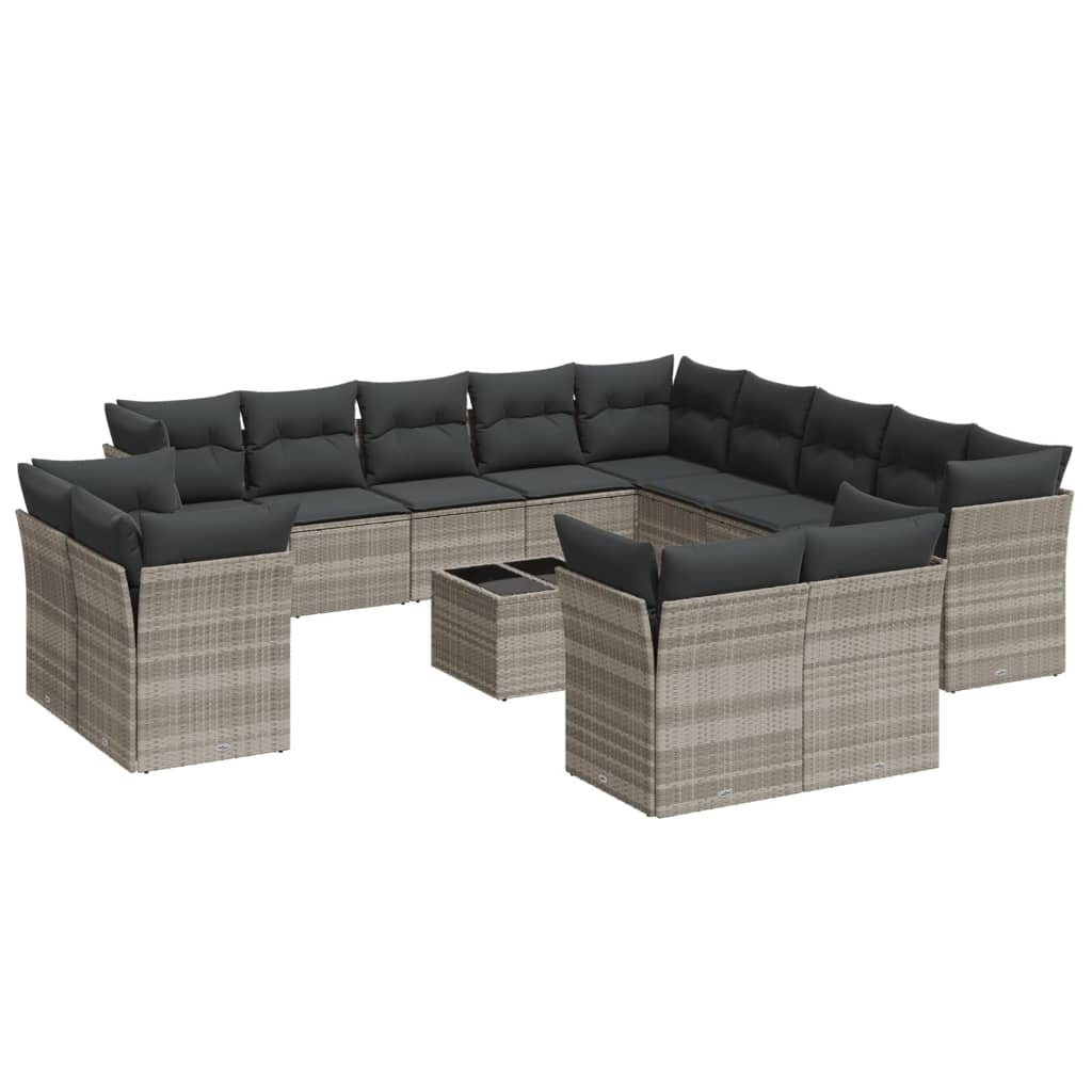 14-delige Loungeset met kussens poly rattan lichtgrijs is nu te koop bij PeponiXL, paradijselijk wonen!