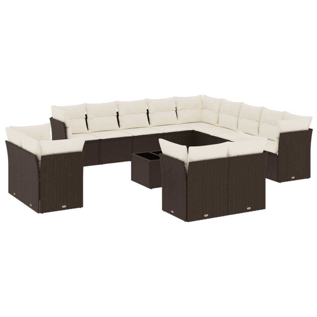 14-delige Loungeset met kussens poly rattan bruin is nu te koop bij PeponiXL, paradijselijk wonen!