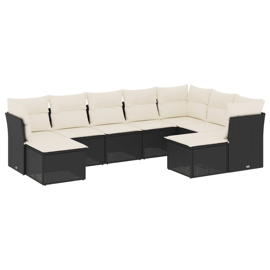 9-delige Loungeset met kussens poly rattan zwart is nu te koop bij PeponiXL, paradijselijk wonen!