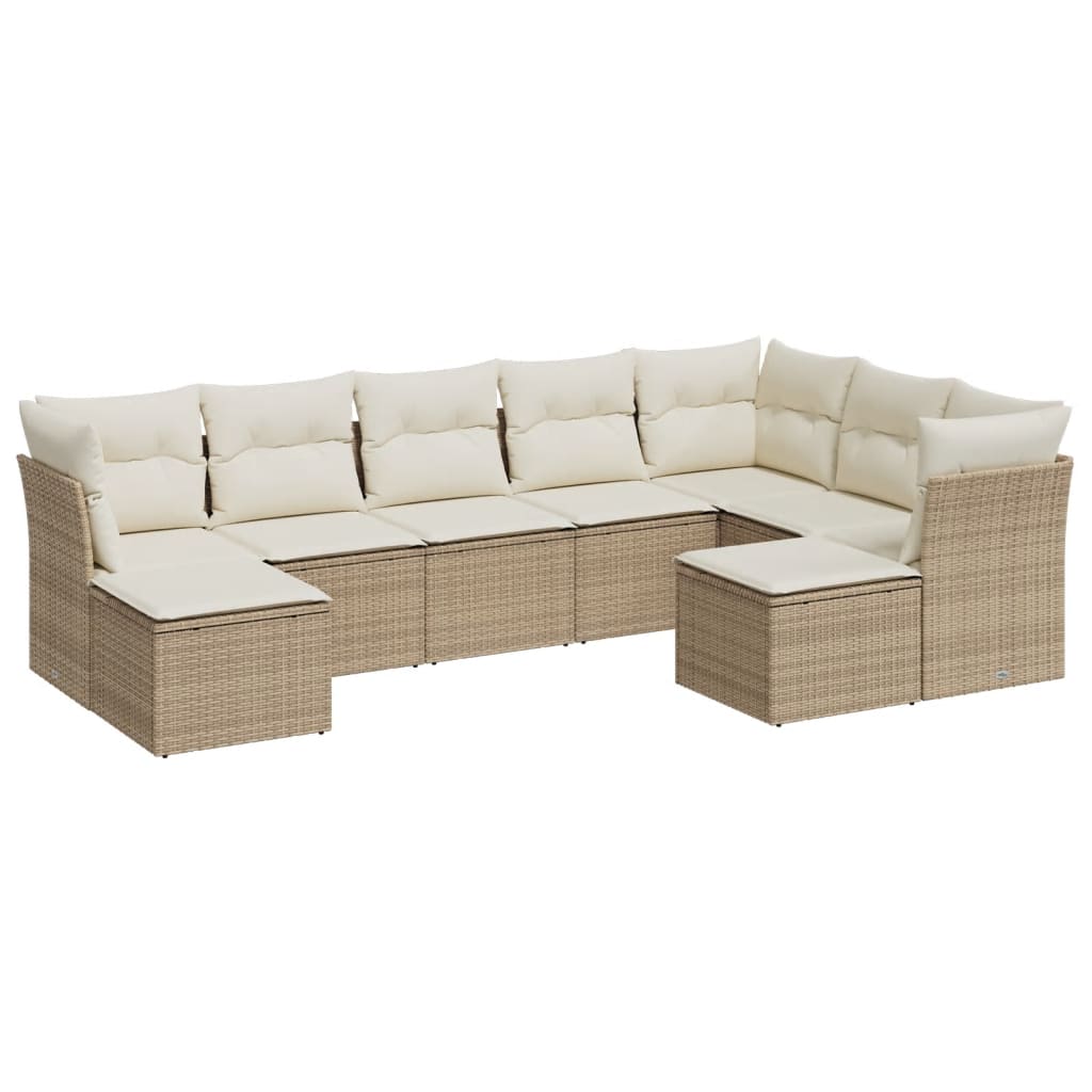 9-delige Loungeset met kussens poly rattan beige is nu te koop bij PeponiXL, paradijselijk wonen!