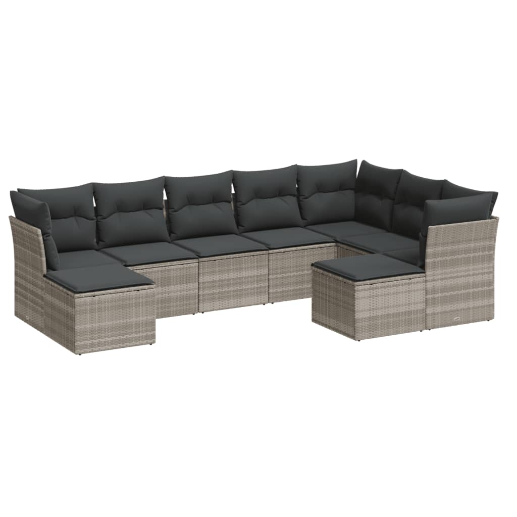 9-delige Loungeset met kussens poly rattan lichtgrijs is nu te koop bij PeponiXL, paradijselijk wonen!