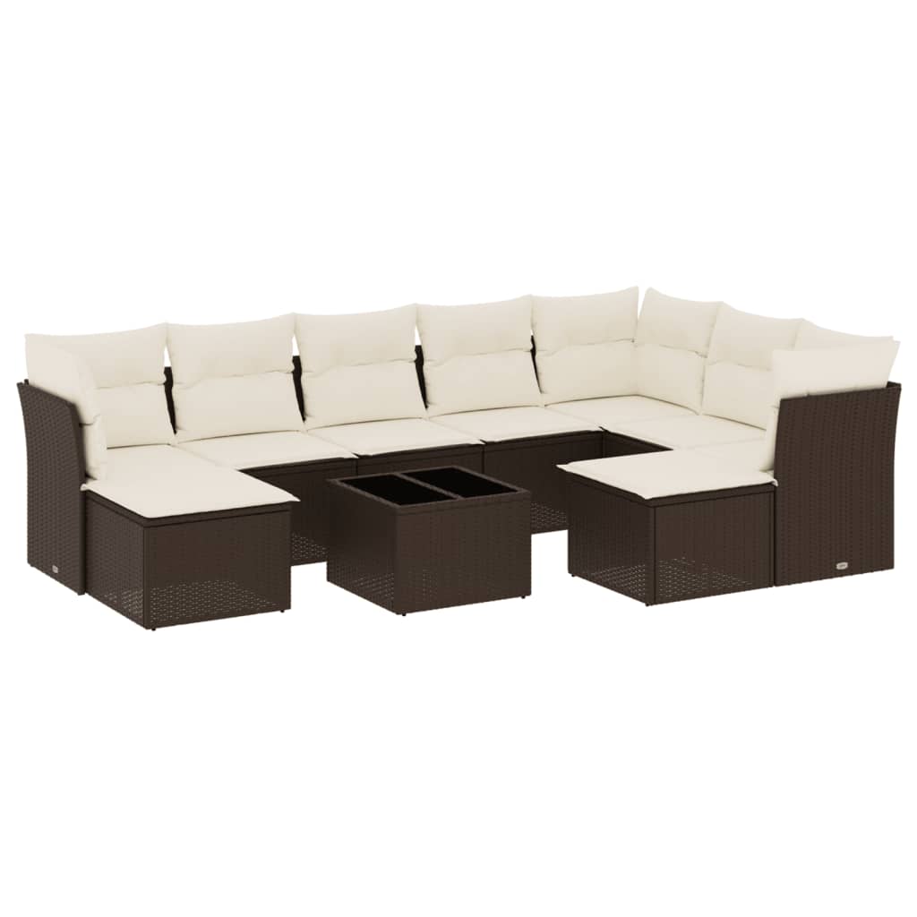 10-delige Loungeset met kussens poly rattan bruin is nu te koop bij PeponiXL, paradijselijk wonen!