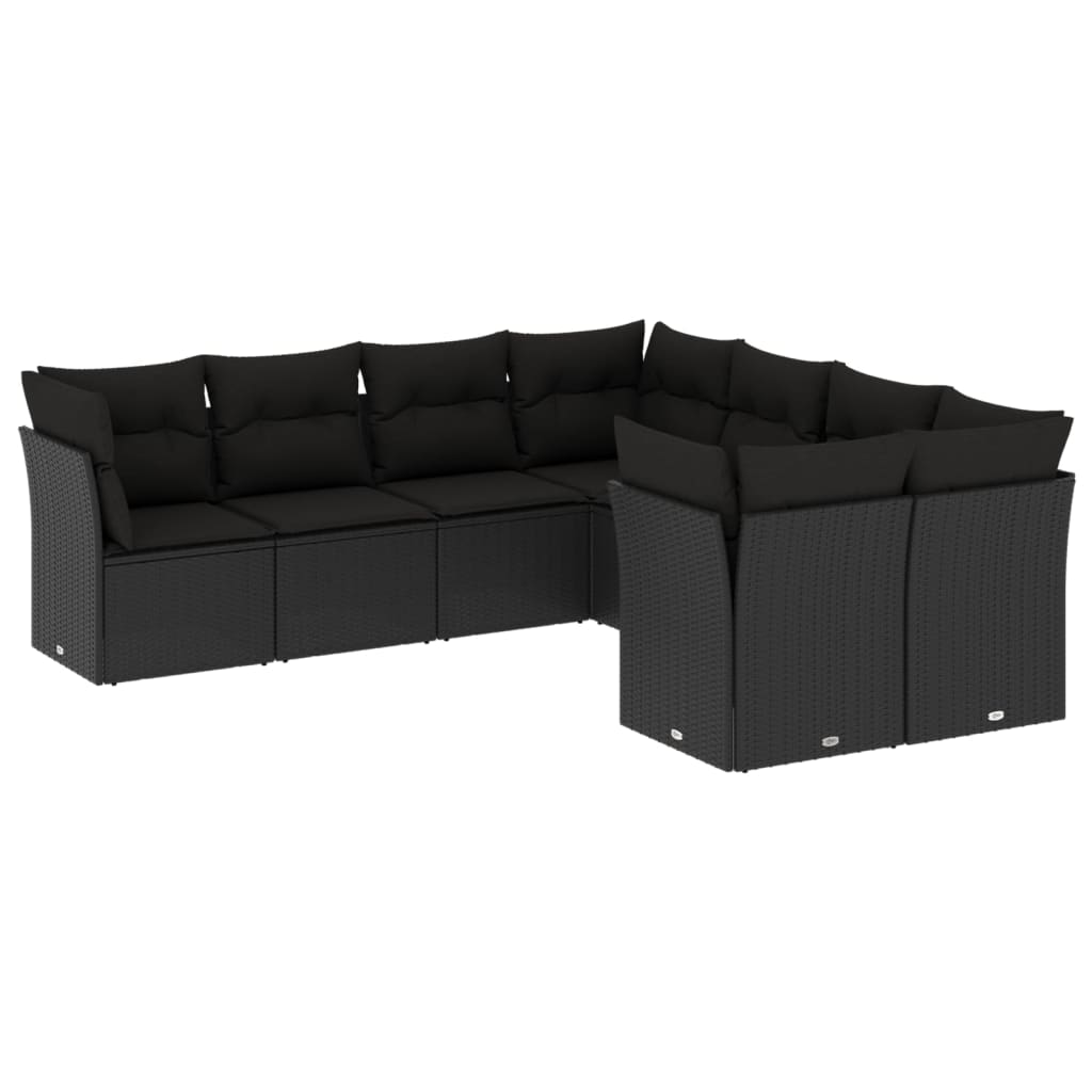 8-delige Loungeset met kussens poly rattan zwart is nu te koop bij PeponiXL, paradijselijk wonen!