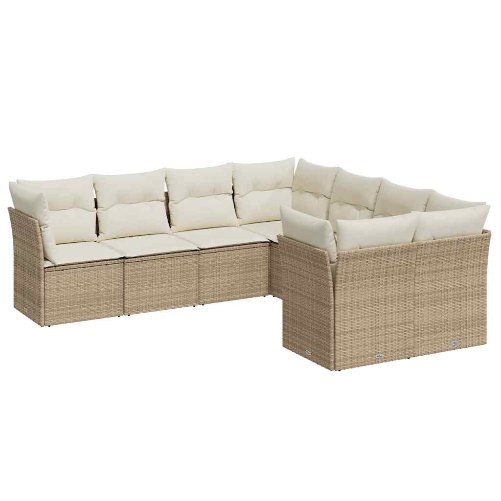 8-delige Loungeset met kussens poly rattan beige is nu te koop bij PeponiXL, paradijselijk wonen!