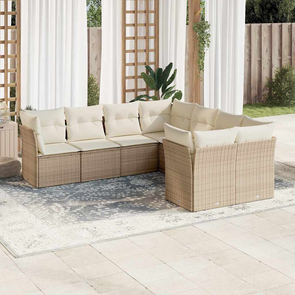 8-delige Loungeset met kussens poly rattan beige is nu te koop bij PeponiXL, paradijselijk wonen!