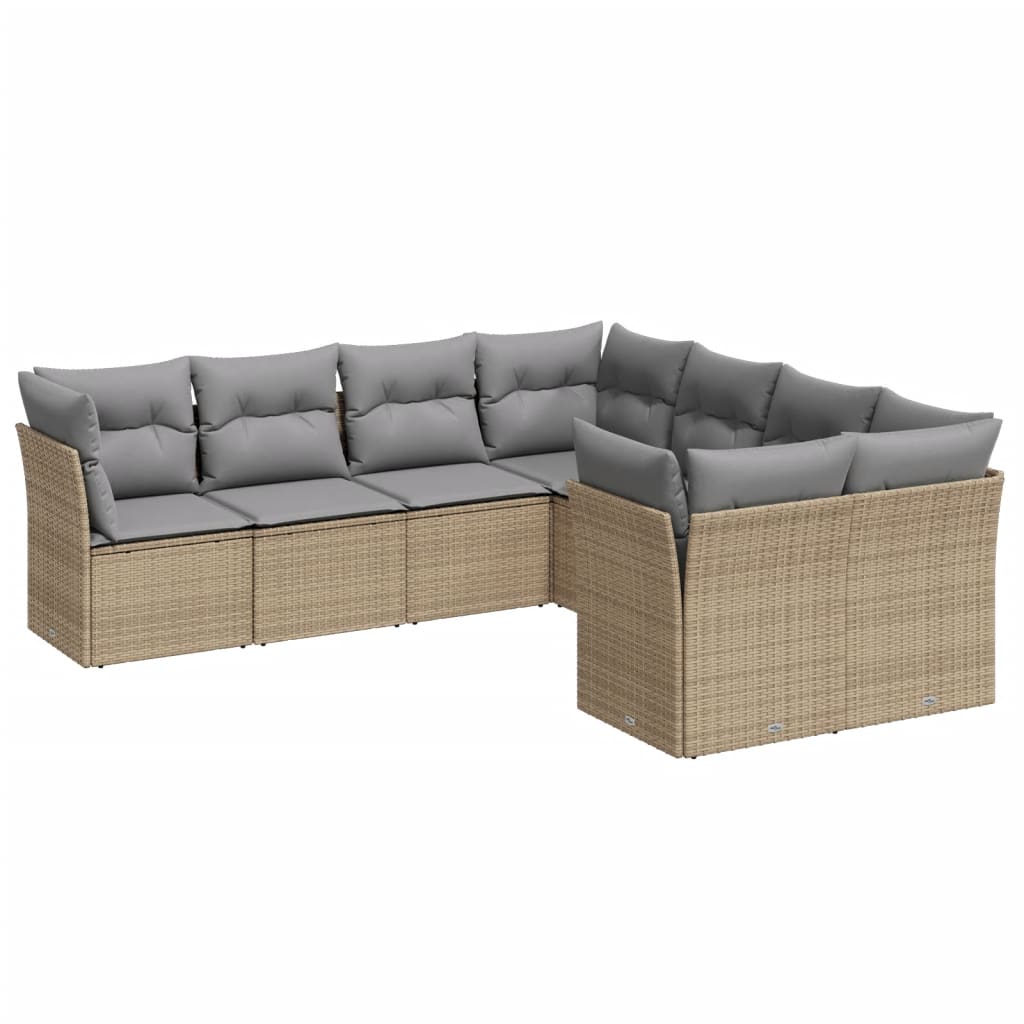 8-delige Loungeset met kussens poly rattan beige is nu te koop bij PeponiXL, paradijselijk wonen!