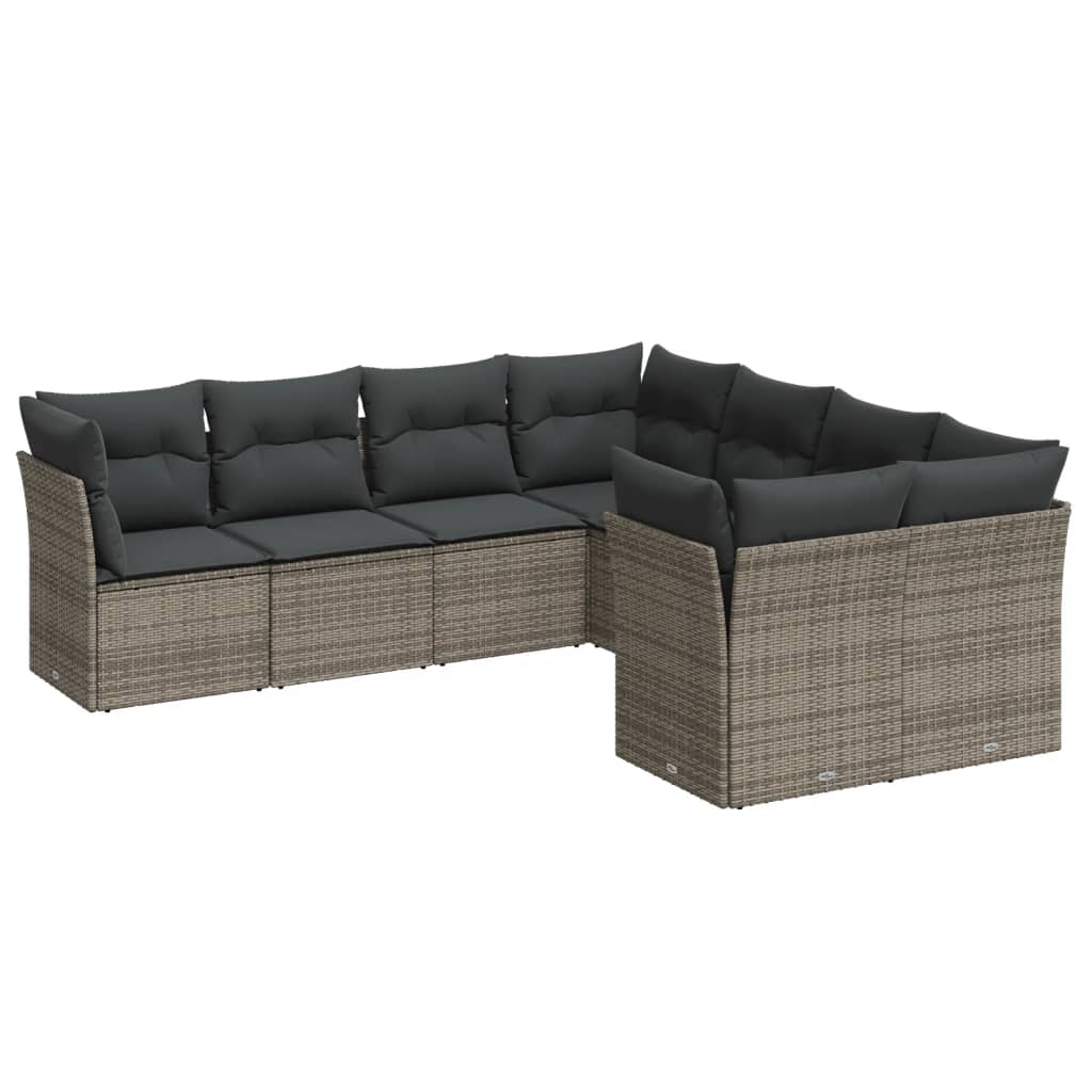 8-delige Loungeset met kussens poly rattan grijs is nu te koop bij PeponiXL, paradijselijk wonen!