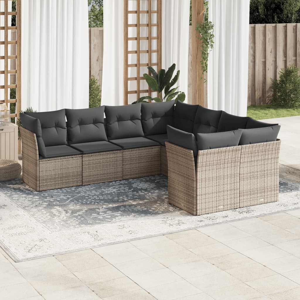 8-delige Loungeset met kussens poly rattan grijs is nu te koop bij PeponiXL, paradijselijk wonen!