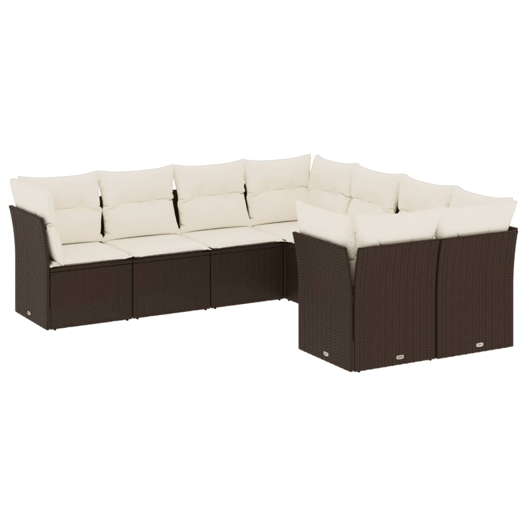 8-delige Loungeset met kussens poly rattan bruin is nu te koop bij PeponiXL, paradijselijk wonen!