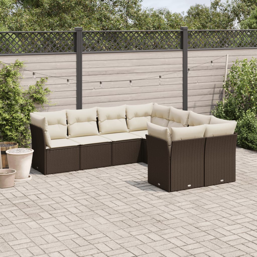 8-delige Loungeset met kussens poly rattan bruin is nu te koop bij PeponiXL, paradijselijk wonen!