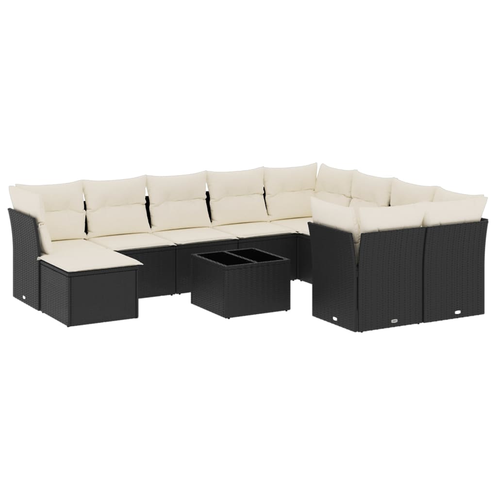 11-delige Loungeset met kussens poly rattan zwart is nu te koop bij PeponiXL, paradijselijk wonen!