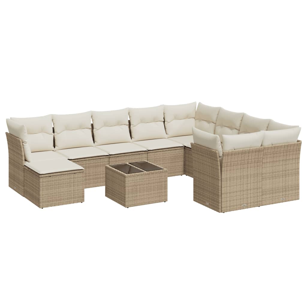 11-delige Tuinset met kussens poly rattan beige is nu te koop bij PeponiXL, paradijselijk wonen!