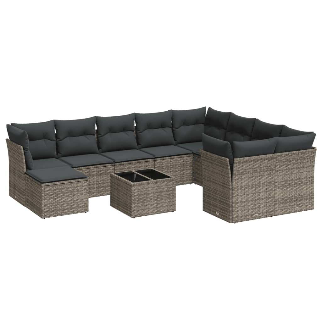 11-delige Loungeset met kussens poly rattan grijs is nu te koop bij PeponiXL, paradijselijk wonen!
