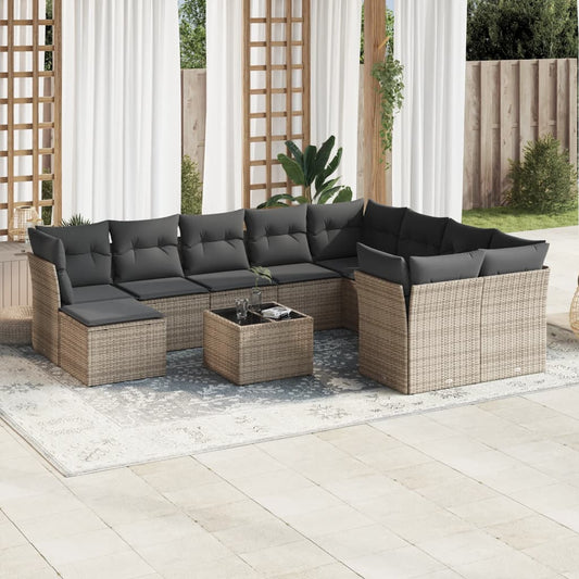 11-delige Loungeset met kussens poly rattan grijs is nu te koop bij PeponiXL, paradijselijk wonen!