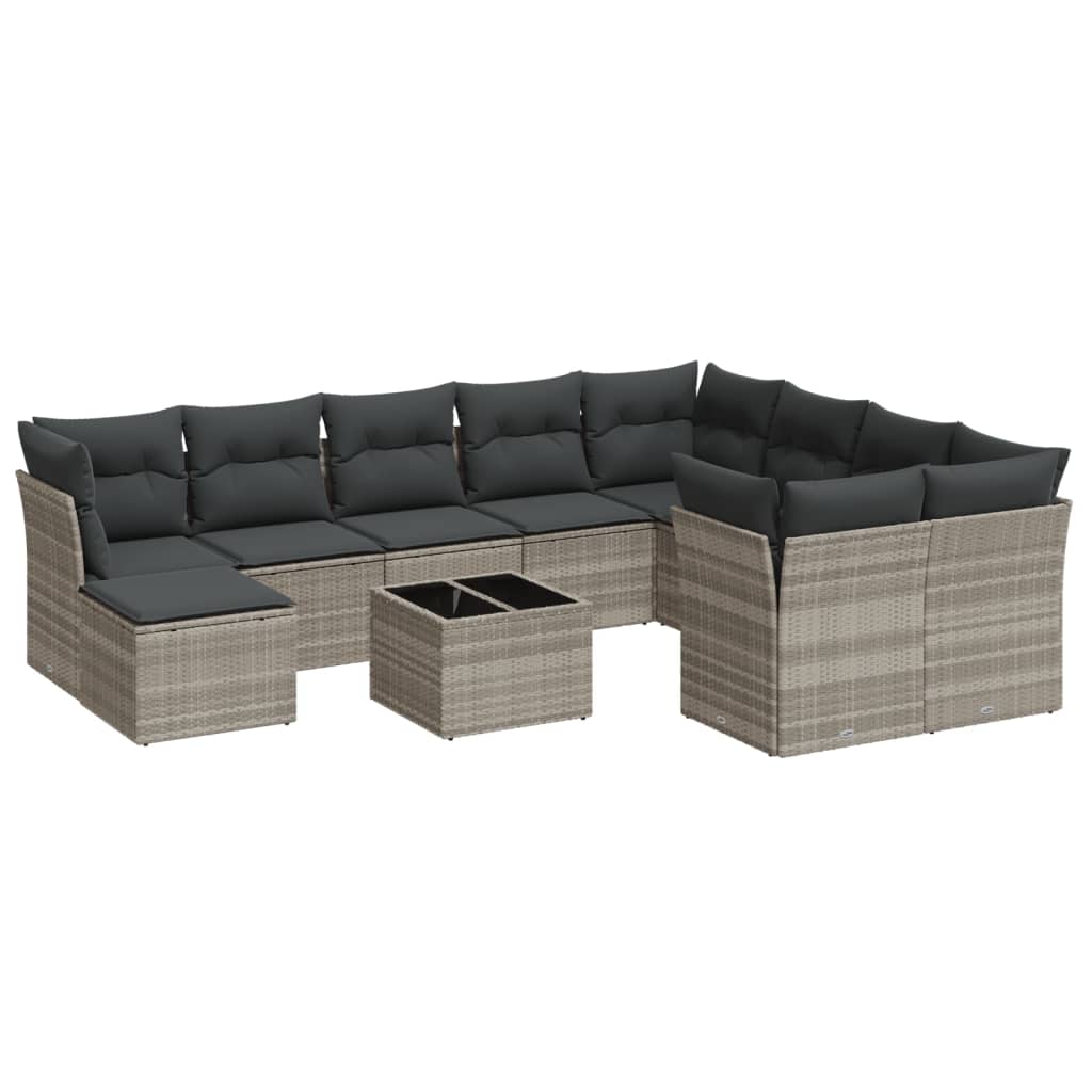 11-delige Loungeset met kussens poly rattan lichtgrijs is nu te koop bij PeponiXL, paradijselijk wonen!