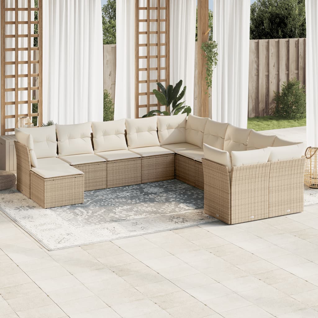 11-delige Tuinset met kussens poly rattan beige is nu te koop bij PeponiXL, paradijselijk wonen!