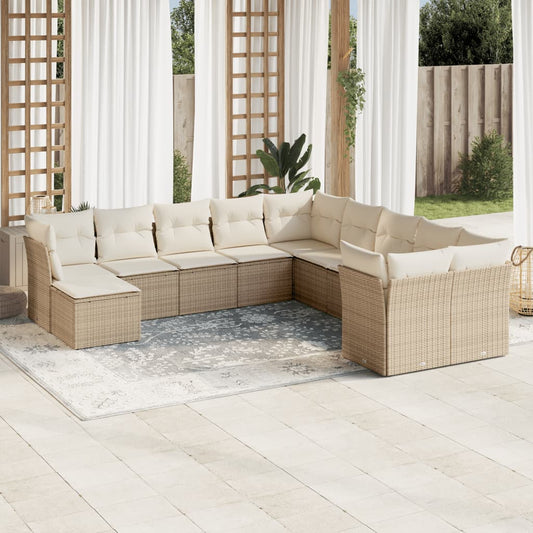 11-delige Tuinset met kussens poly rattan beige is nu te koop bij PeponiXL, paradijselijk wonen!