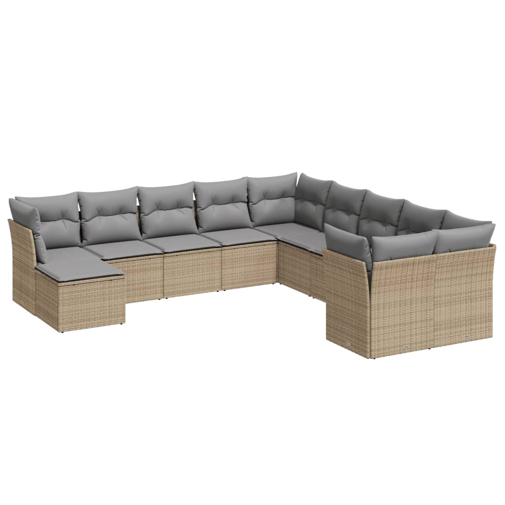 11-delige Tuinset met kussens poly rattan beige is nu te koop bij PeponiXL, paradijselijk wonen!