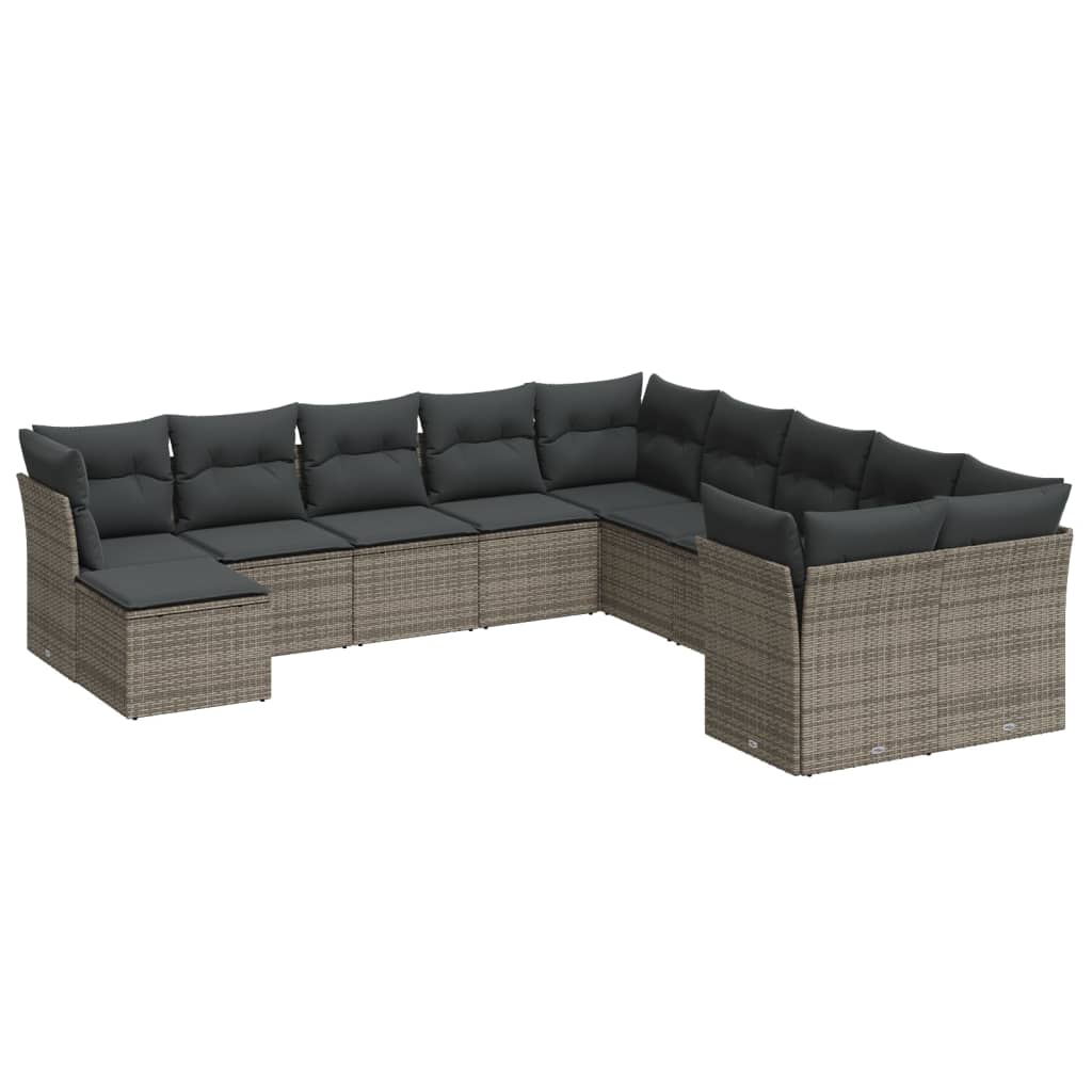 11-delige Loungeset met kussens poly rattan grijs is nu te koop bij PeponiXL, paradijselijk wonen!