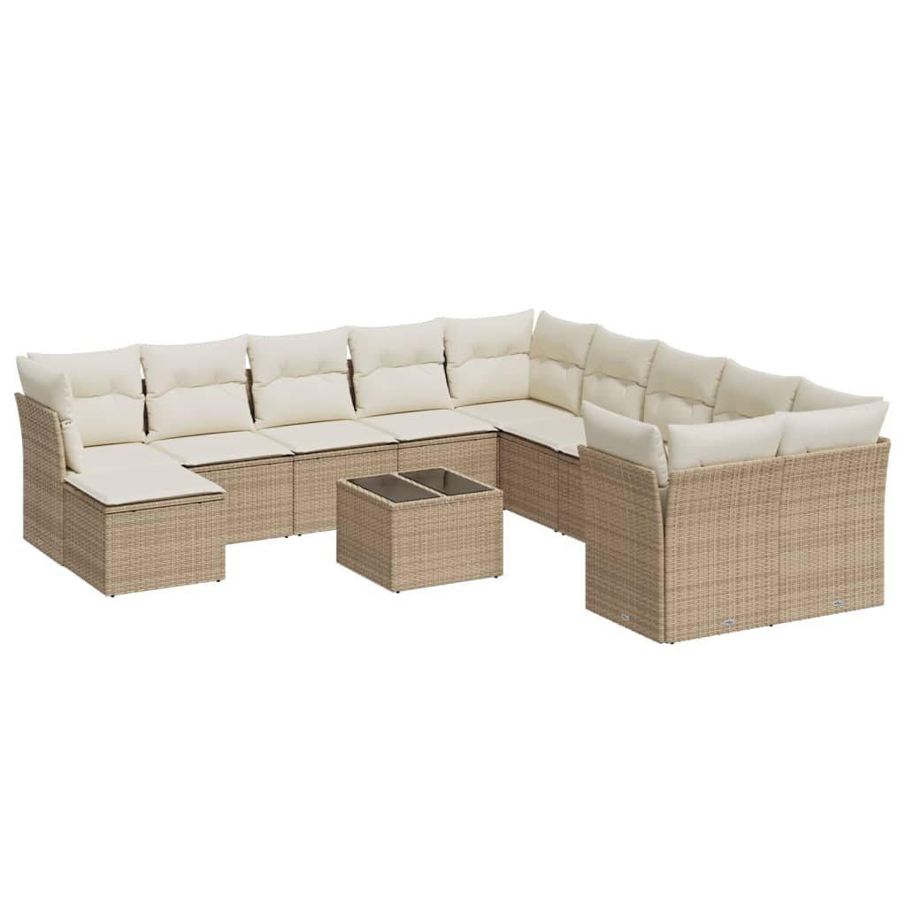 12-delige Loungeset met kussens poly rattan beige is nu te koop bij PeponiXL, paradijselijk wonen!