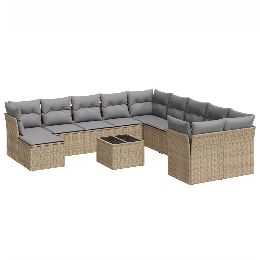12-delige Loungeset met kussens poly rattan beige is nu te koop bij PeponiXL, paradijselijk wonen!