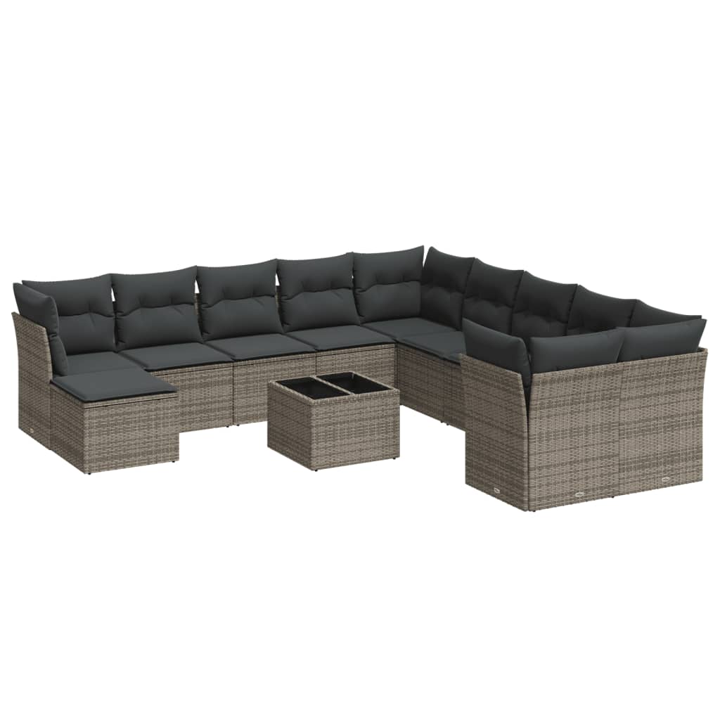 12-delige Loungeset met kussens poly rattan grijs is nu te koop bij PeponiXL, paradijselijk wonen!
