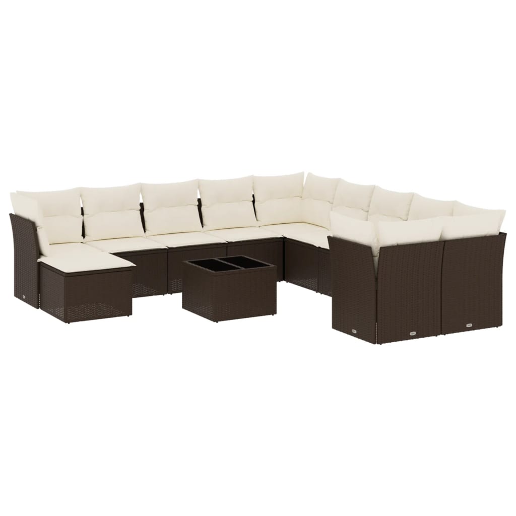 12-delige Loungeset met kussens poly rattan bruin is nu te koop bij PeponiXL, paradijselijk wonen!