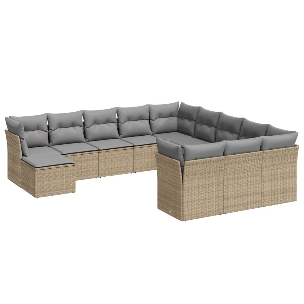12-delige Loungeset met kussens poly rattan beige is nu te koop bij PeponiXL, paradijselijk wonen!