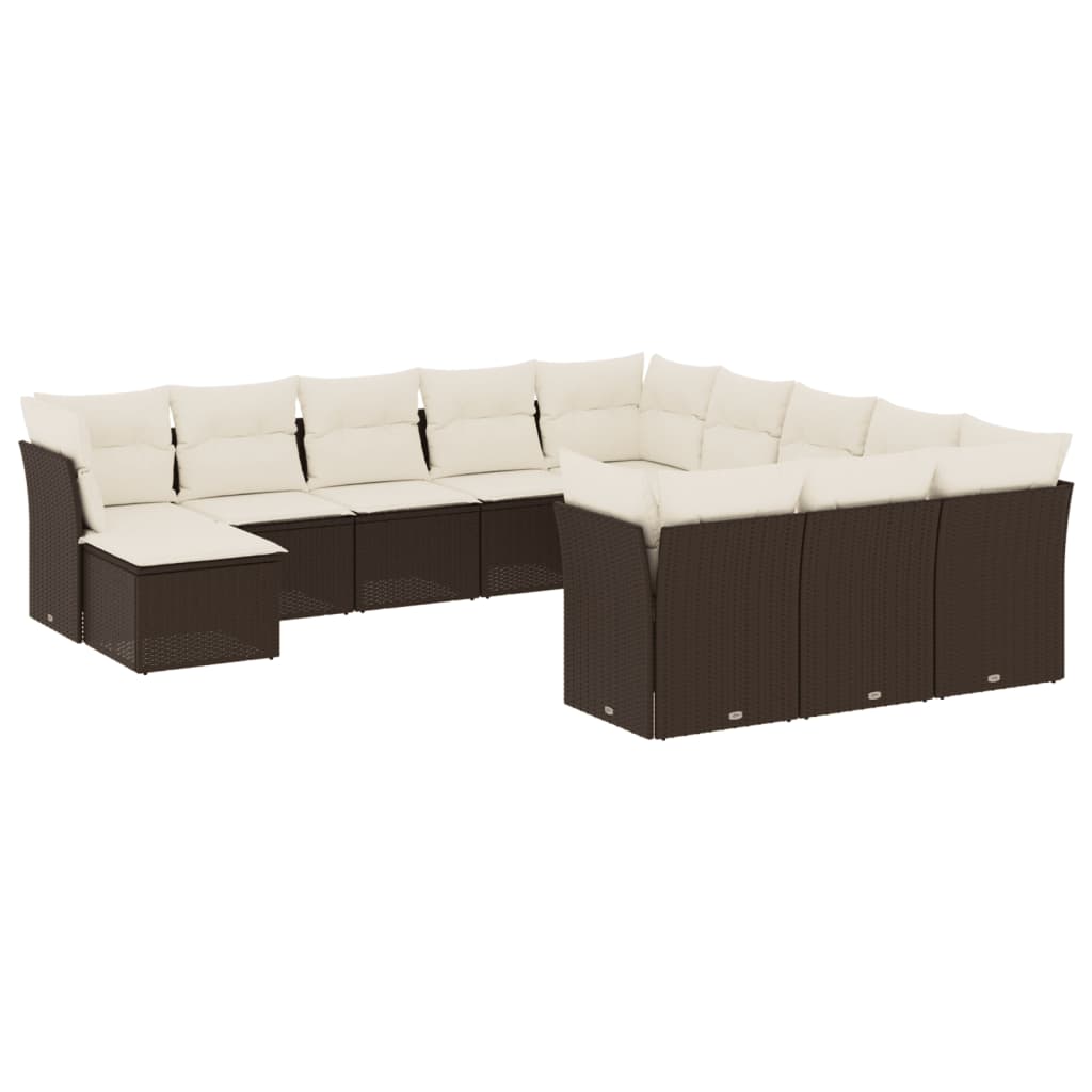 12-delige Loungeset met kussens poly rattan bruin is nu te koop bij PeponiXL, paradijselijk wonen!