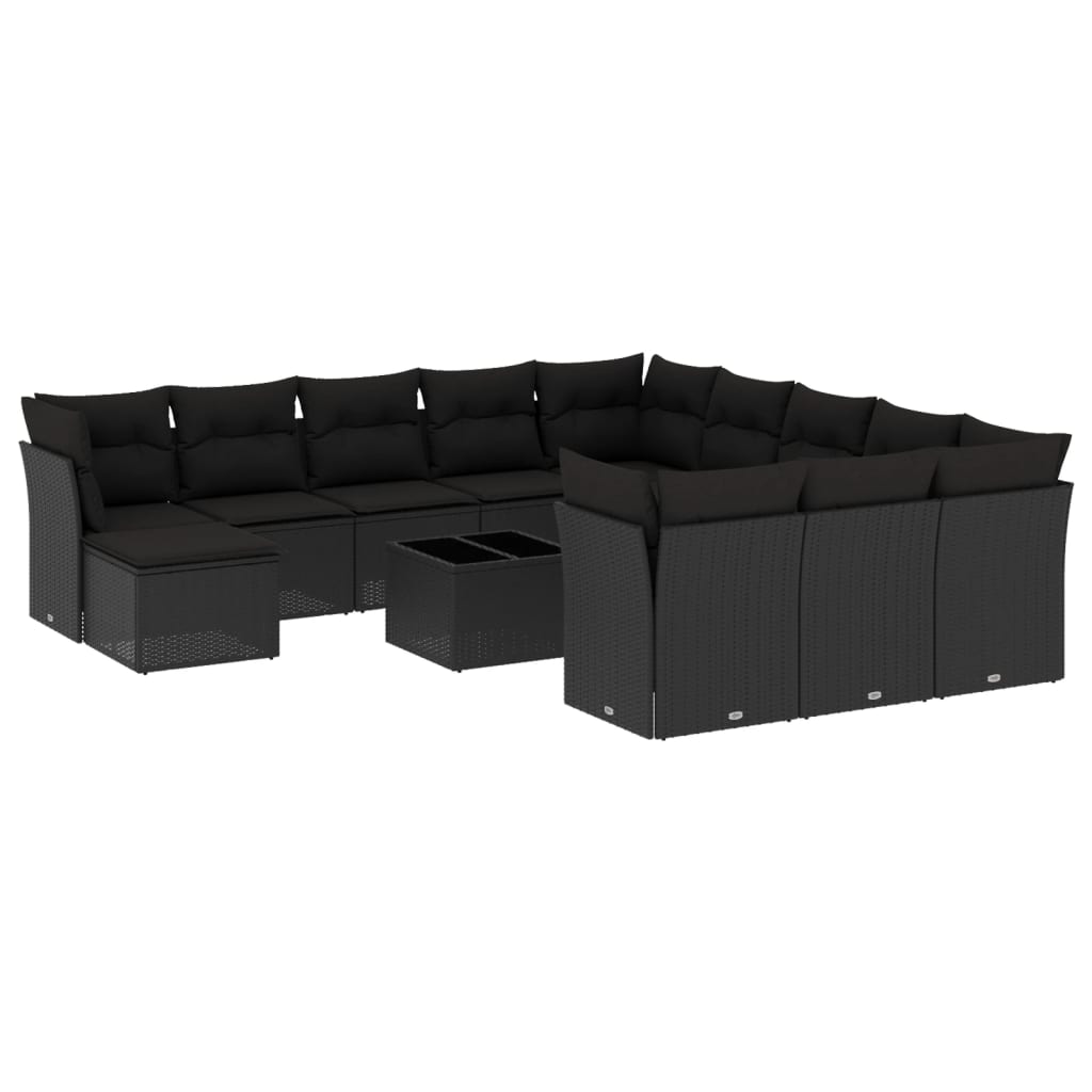 13-delige Loungeset met kussens poly rattan zwart is nu te koop bij PeponiXL, paradijselijk wonen!